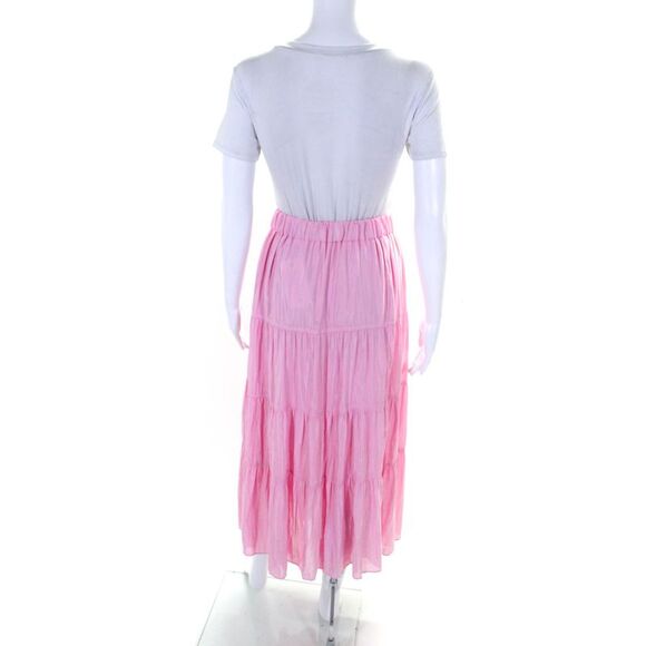 Senlis Womens Light Pink Lined Pull On Midi Tiered Skirt Size S - Picture 3 of 5